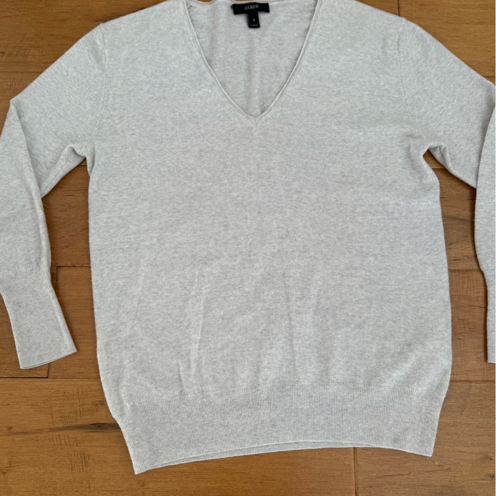 J. Crew Light Gray V-Neck Sweater